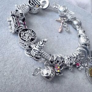 Harry Potter Charm Bracelet Hogwarts Express Snitch Charms fits PANDORA